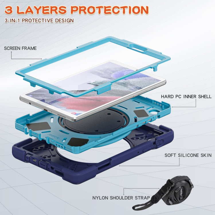 For Samsung Galaxy Tab A7 Lite T220 / T225 Silicone + PC Protective Case with Holder & Shoulder Strap