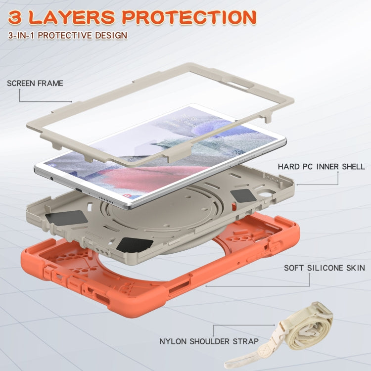 For Samsung Galaxy Tab A7 Lite T220 / T225 Silicone + PC Protective Case with Holder & Shoulder Strap