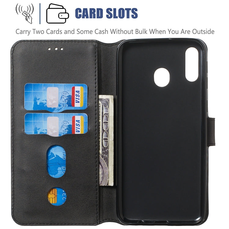 For Galaxy M20 Solid Color Buckle Horizontal Flip Leather Case with Wallet & Holder & Card Slots