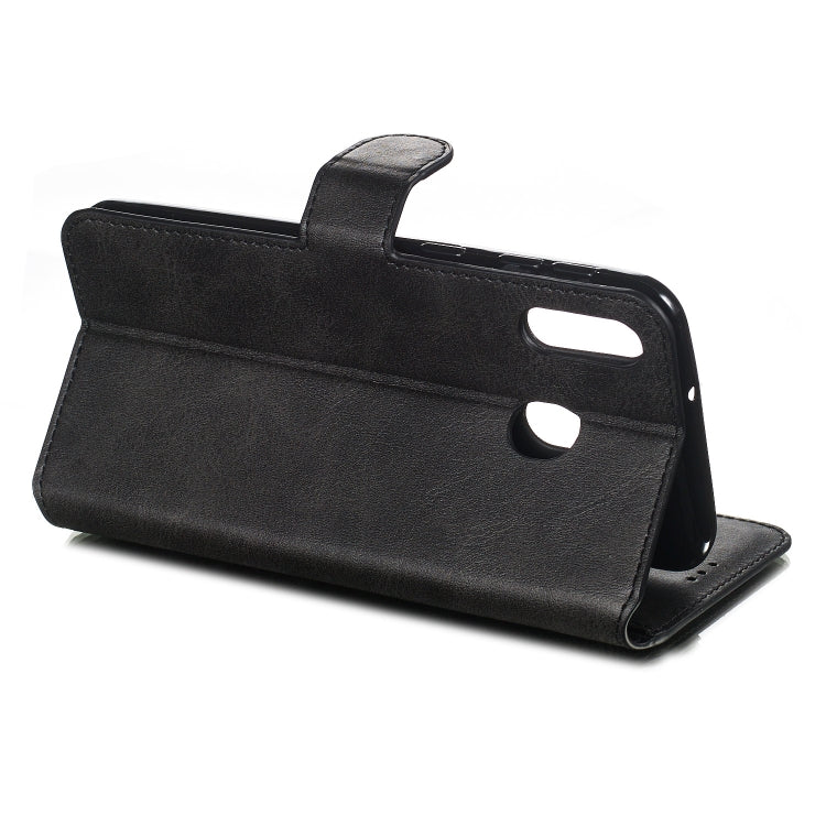 For Galaxy M20 Solid Color Buckle Horizontal Flip Leather Case with Wallet & Holder & Card Slots