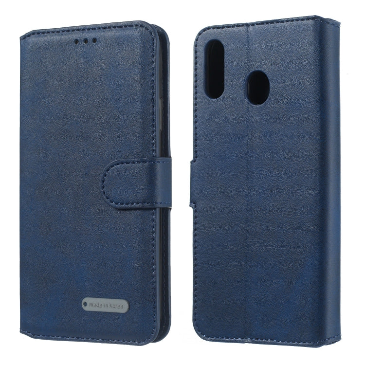 For Galaxy M20 Solid Color Buckle Horizontal Flip Leather Case with Wallet & Holder & Card Slots