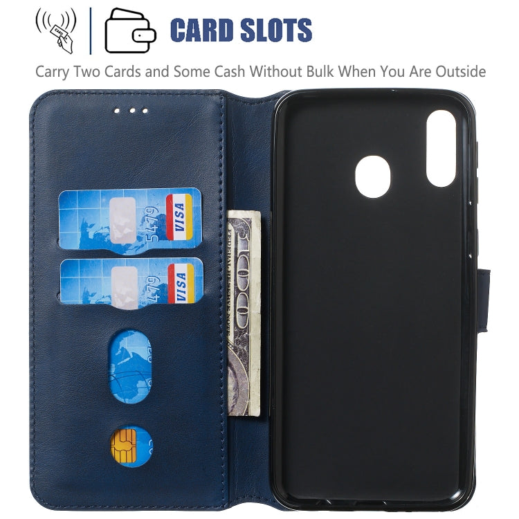 For Galaxy M20 Solid Color Buckle Horizontal Flip Leather Case with Wallet & Holder & Card Slots