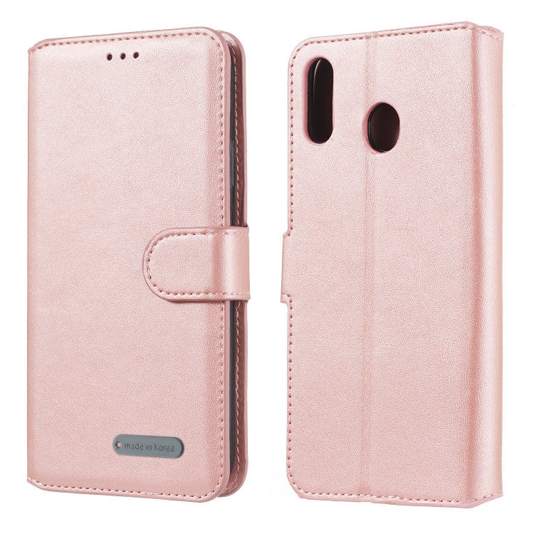 For Galaxy M20 Solid Color Buckle Horizontal Flip Leather Case with Wallet & Holder & Card Slots