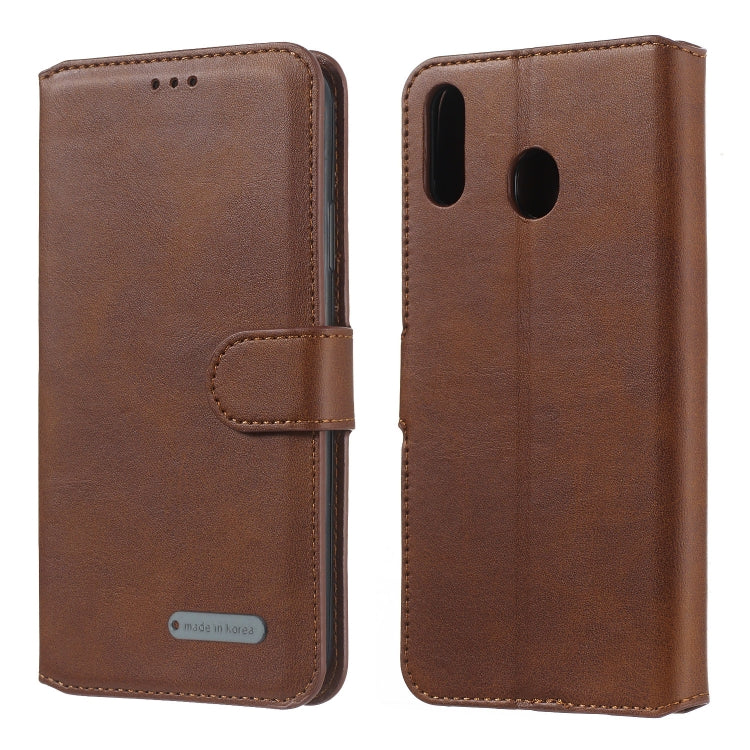 For Galaxy M20 Solid Color Buckle Horizontal Flip Leather Case with Wallet & Holder & Card Slots