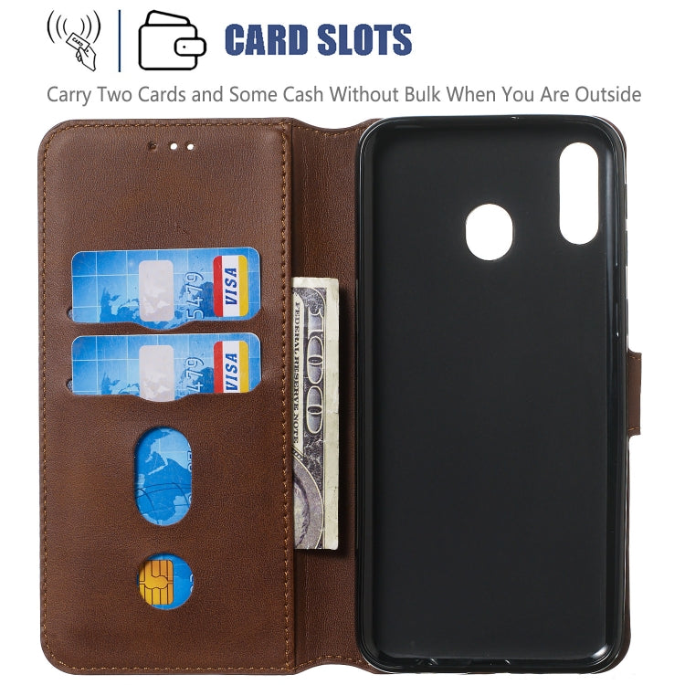 For Galaxy M20 Solid Color Buckle Horizontal Flip Leather Case with Wallet & Holder & Card Slots
