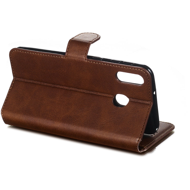 For Galaxy M20 Solid Color Buckle Horizontal Flip Leather Case with Wallet & Holder & Card Slots