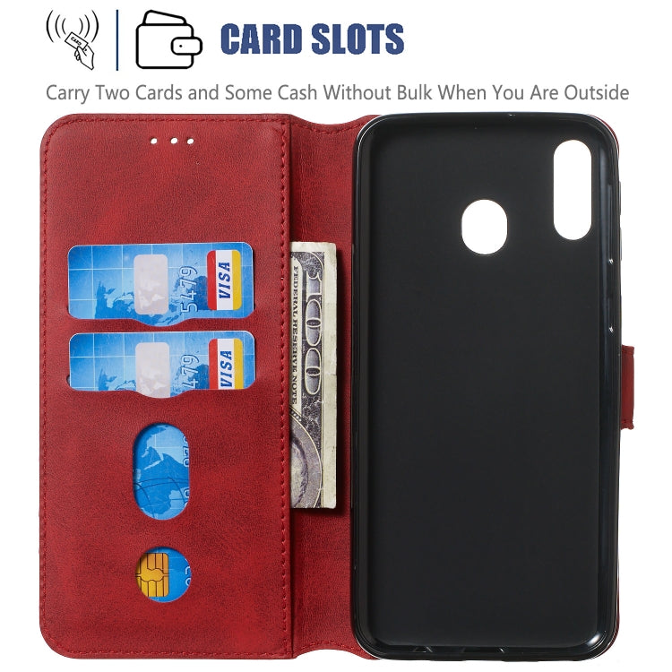 For Galaxy M20 Solid Color Buckle Horizontal Flip Leather Case with Wallet & Holder & Card Slots