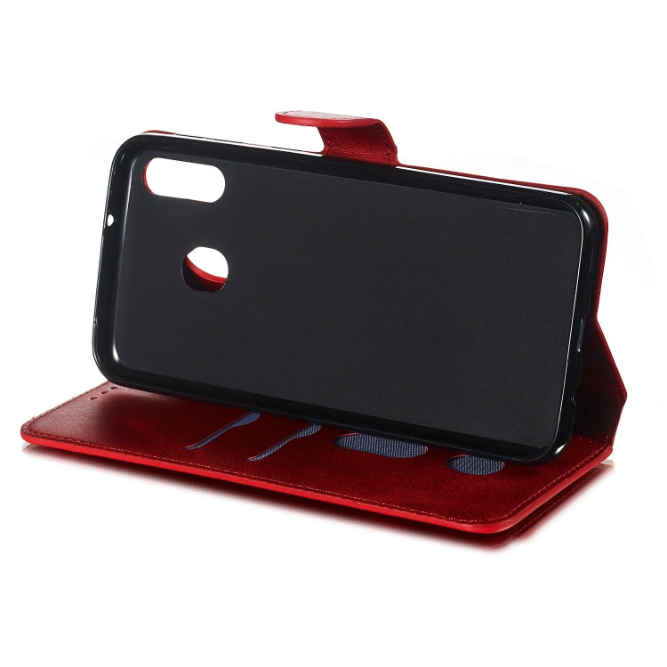 For Galaxy M20 Solid Color Buckle Horizontal Flip Leather Case with Wallet & Holder & Card Slots