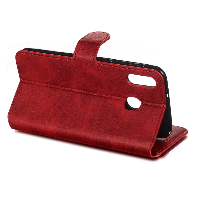 For Galaxy M20 Solid Color Buckle Horizontal Flip Leather Case with Wallet & Holder & Card Slots