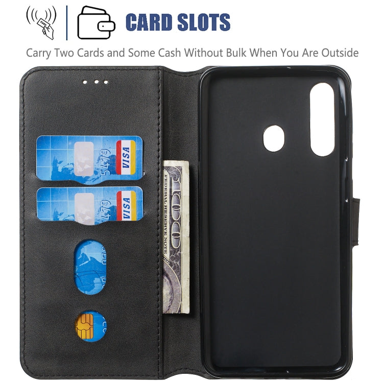 For Galaxy M40 / A60 Solid Color Buckle Horizontal Flip Leather Case with Wallet & Holder & Card Slots