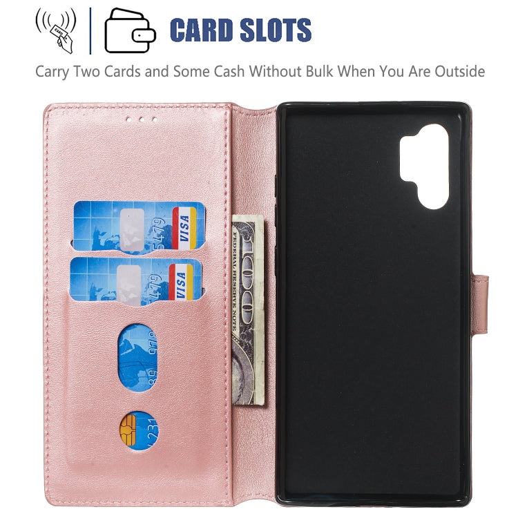 For Galaxy Note10+ Solid Color Buckle Horizontal Flip Leather Case with Wallet & Holder & Card Slots