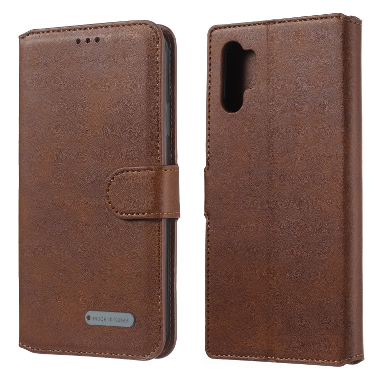 For Galaxy Note10+ Solid Color Buckle Horizontal Flip Leather Case with Wallet & Holder & Card Slots
