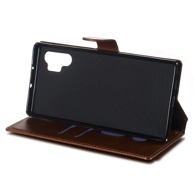 For Galaxy Note10+ Solid Color Buckle Horizontal Flip Leather Case with Wallet & Holder & Card Slots