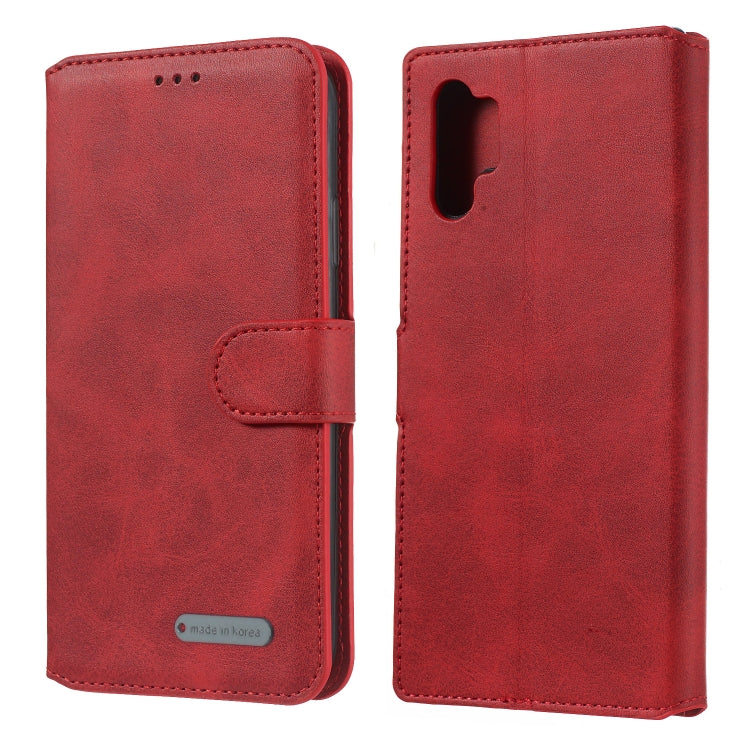 For Galaxy Note10+ Solid Color Buckle Horizontal Flip Leather Case with Wallet & Holder & Card Slots