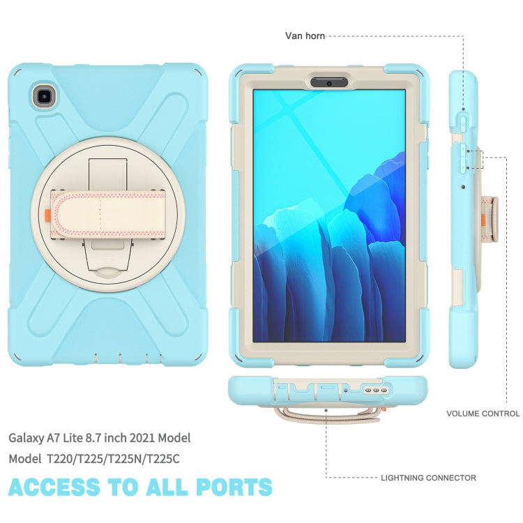 For Samsung Galaxy Tab A7 Lite T220 / T225 Silicone + PC Protective Case with Holder & Shoulder Strap