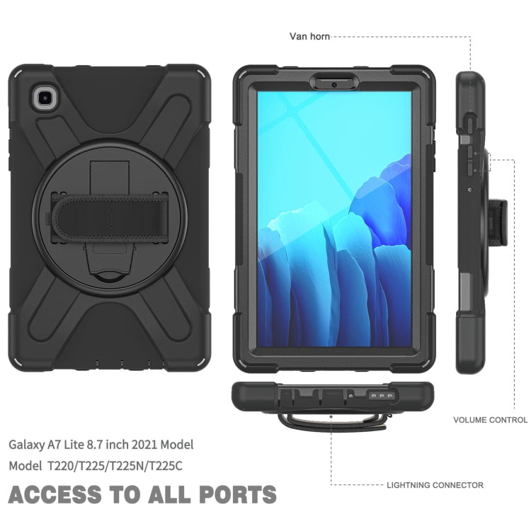 For Samsung Galaxy Tab A7 Lite T220 / T225 Silicone + PC Protective Case with Holder & Shoulder Strap