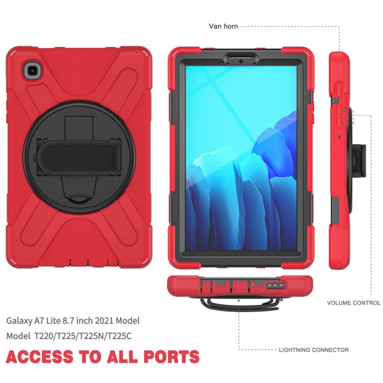 For Samsung Galaxy Tab A7 Lite T220 / T225 Silicone + PC Protective Case with Holder & Shoulder Strap