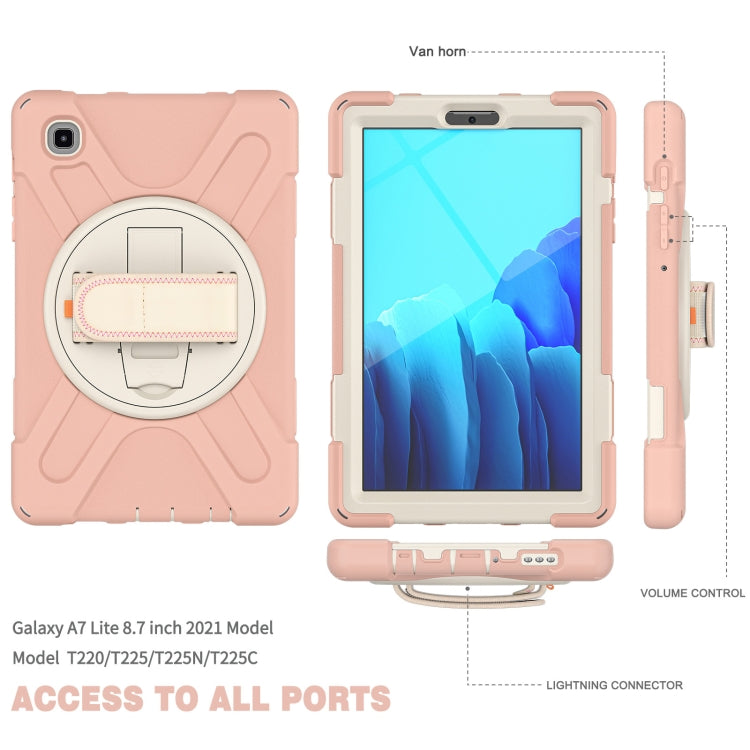 For Samsung Galaxy Tab A7 Lite T220 / T225 Silicone + PC Protective Case with Holder & Shoulder Strap