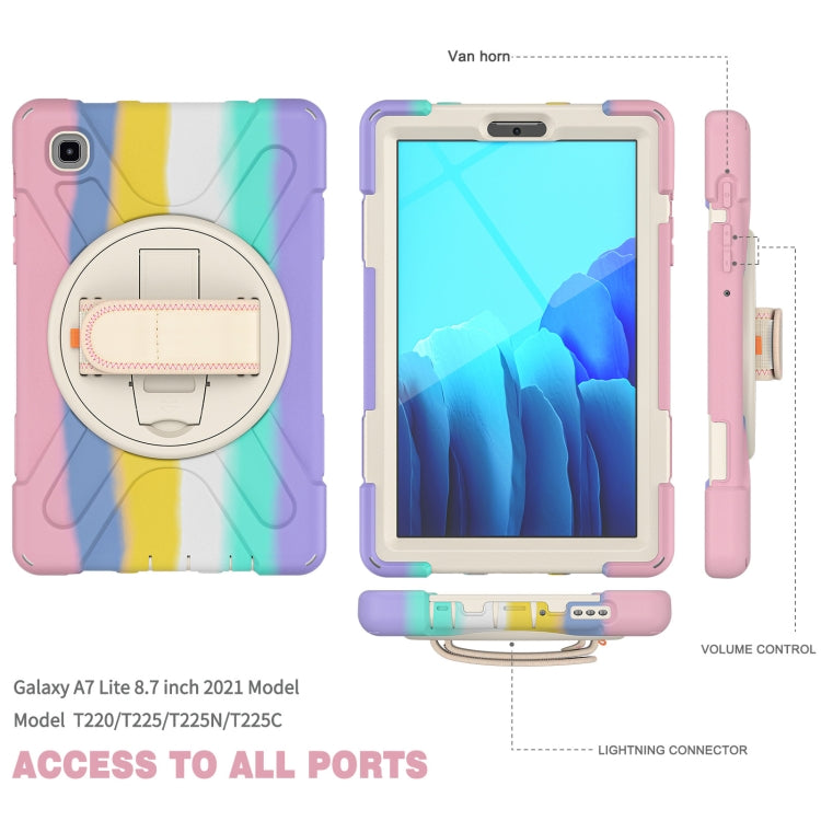 For Samsung Galaxy Tab A7 Lite T220 / T225 Silicone + PC Protective Case with Holder & Shoulder Strap