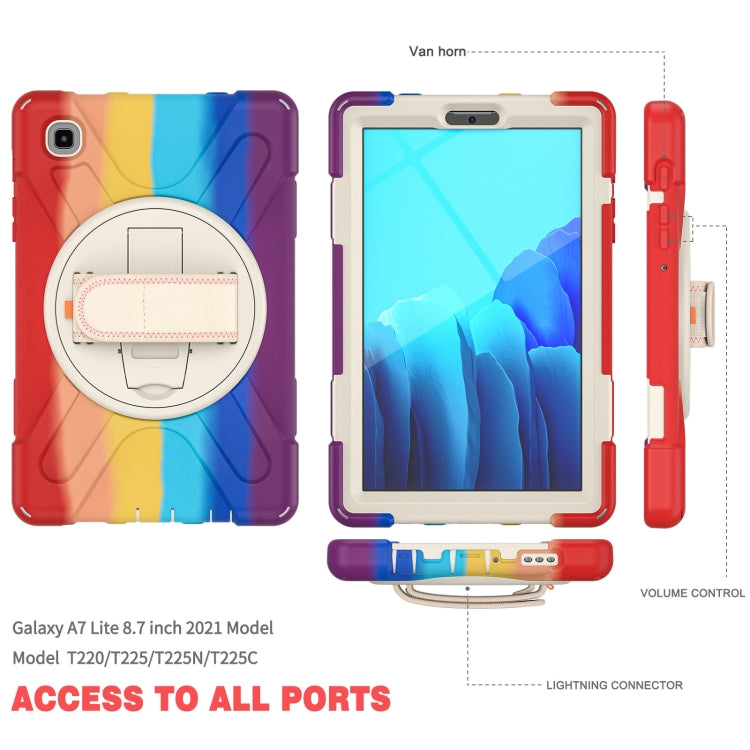For Samsung Galaxy Tab A7 Lite T220 / T225 Silicone + PC Protective Case with Holder & Shoulder Strap