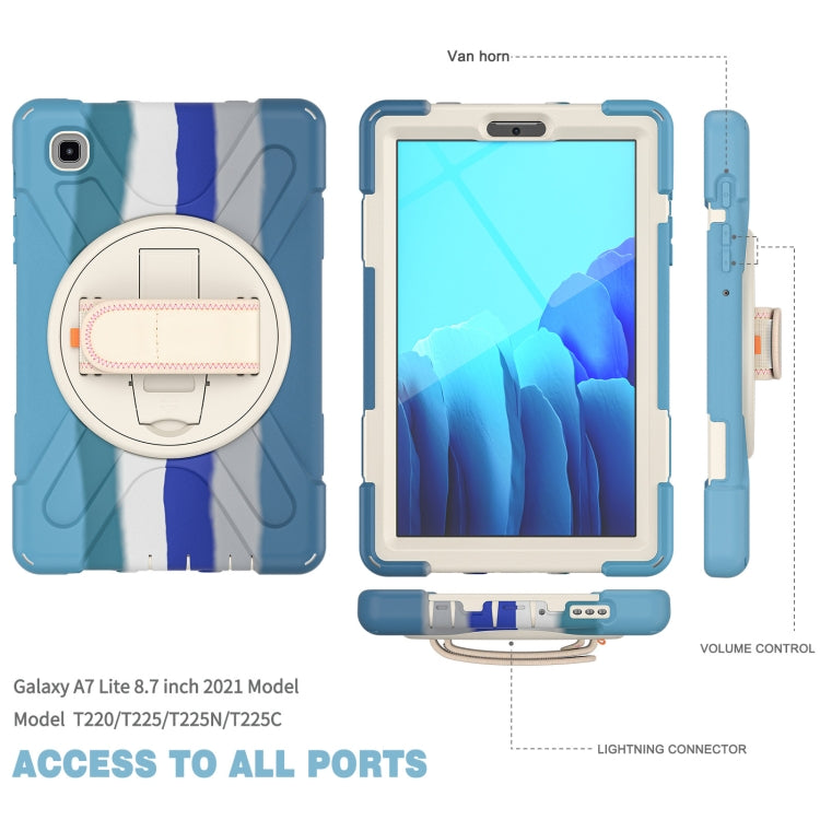 For Samsung Galaxy Tab A7 Lite T220 / T225 Silicone + PC Protective Case with Holder & Shoulder Strap