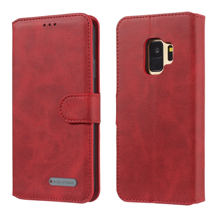 For Galaxy S9 Solid Color Buckle Horizontal Flip Leather Case with Wallet & Holder & Card Slots
