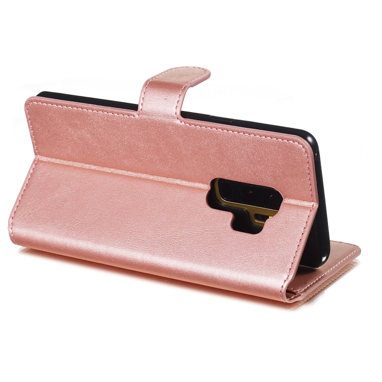 For Galaxy S9+ Solid Color Buckle Horizontal Flip Leather Case with Wallet & Holder & Card Slots