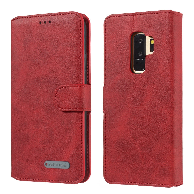 For Galaxy S9+ Solid Color Buckle Horizontal Flip Leather Case with Wallet & Holder & Card Slots
