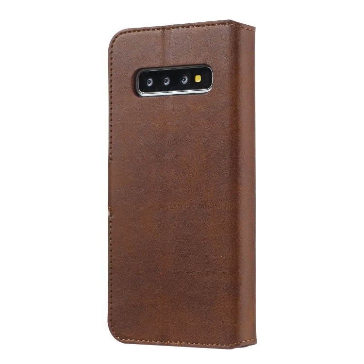 For Galaxy S10 Solid Color Buckle Horizontal Flip Leather Case with Wallet & Holder & Card Slots