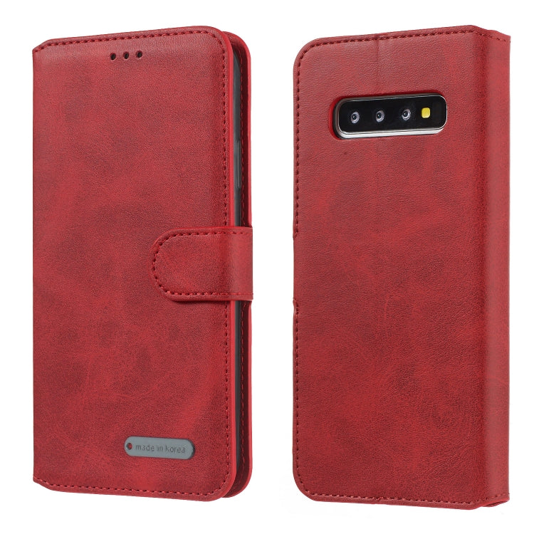 For Galaxy S10 Solid Color Buckle Horizontal Flip Leather Case with Wallet & Holder & Card Slots