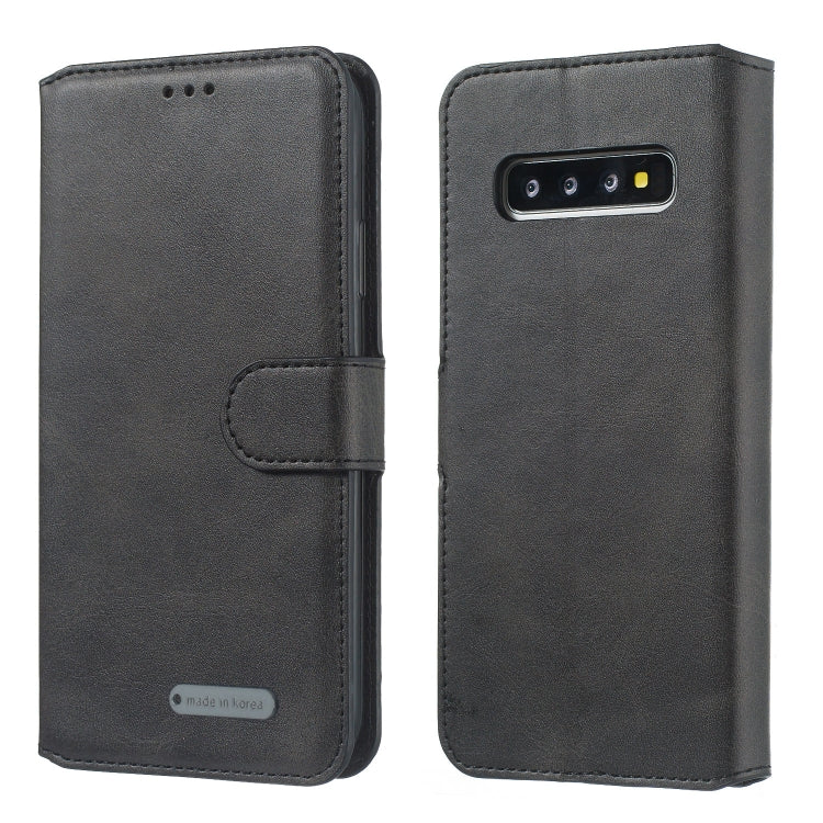 For Galaxy S10+ Solid Color Buckle Horizontal Flip Leather Case with Wallet & Holder & Card Slots