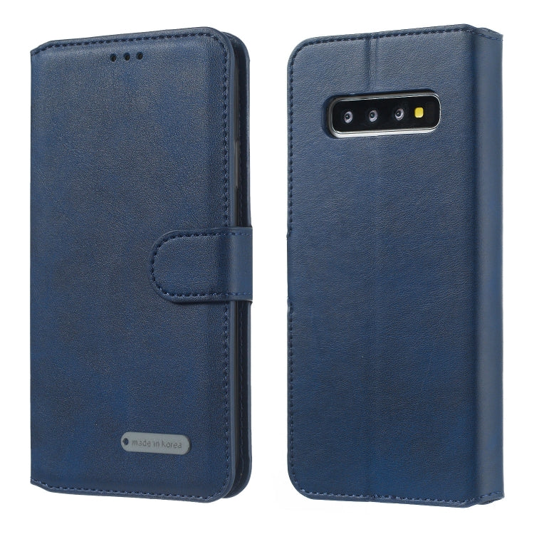 For Galaxy S10+ Solid Color Buckle Horizontal Flip Leather Case with Wallet & Holder & Card Slots
