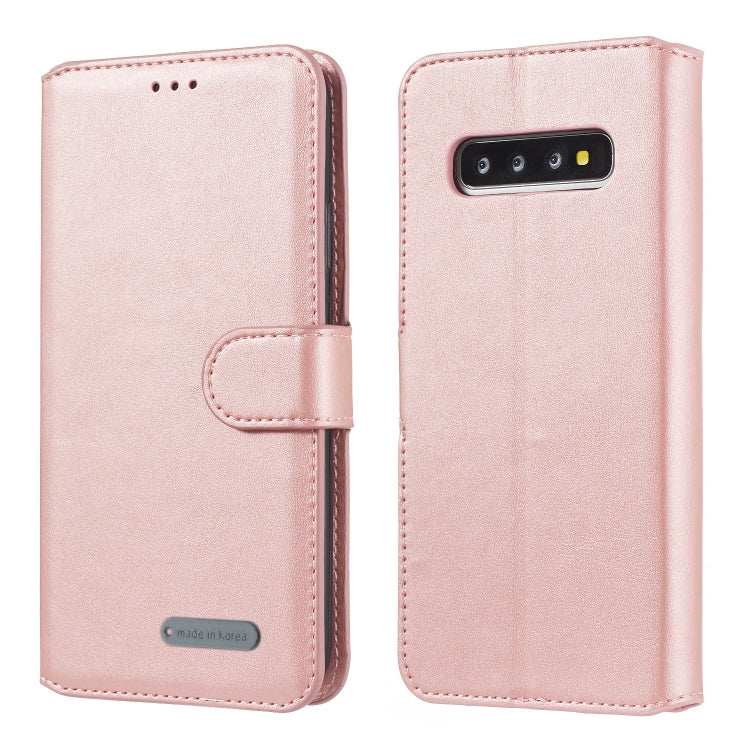 For Galaxy S10+ Solid Color Buckle Horizontal Flip Leather Case with Wallet & Holder & Card Slots