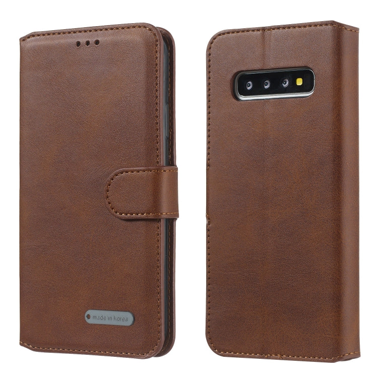 For Galaxy S10+ Solid Color Buckle Horizontal Flip Leather Case with Wallet & Holder & Card Slots