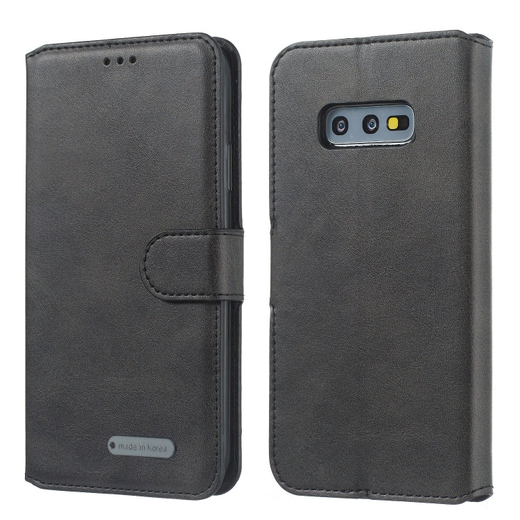 For Galaxy S10e Solid Color Buckle Horizontal Flip Leather Case with Wallet & Holder & Card Slots
