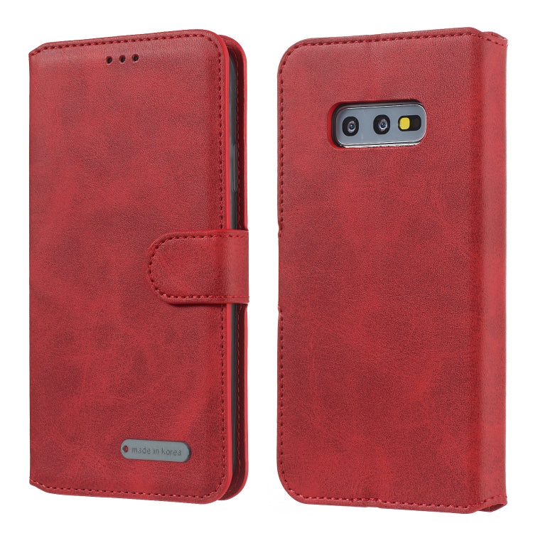 For Galaxy S10e Solid Color Buckle Horizontal Flip Leather Case with Wallet & Holder & Card Slots