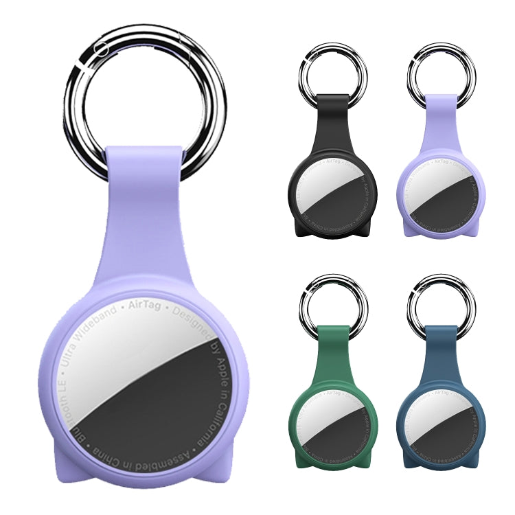 Round Shape Anti-scratch Shockproof Silicone Protective Cover Case with Keychain Hook Loop For AirTag