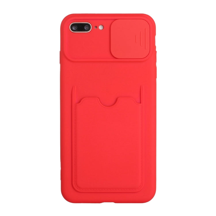 Sliding Camera Cover Design TPU Protective Case with Card Slot For iPhone 8 Plus / 7 Plus