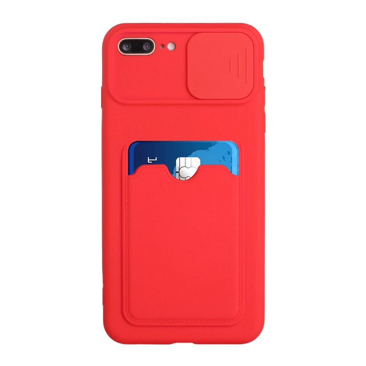 Sliding Camera Cover Design TPU Protective Case with Card Slot For iPhone 8 Plus / 7 Plus