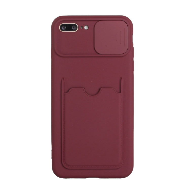 Sliding Camera Cover Design TPU Protective Case with Card Slot For iPhone 8 Plus / 7 Plus