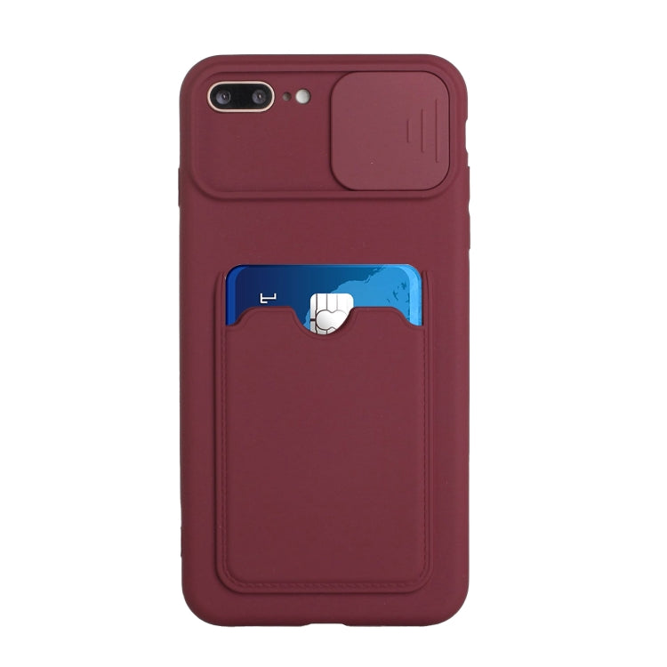 Sliding Camera Cover Design TPU Protective Case with Card Slot For iPhone 8 Plus / 7 Plus