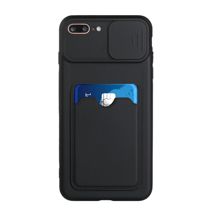 Sliding Camera Cover Design TPU Protective Case with Card Slot For iPhone 8 Plus / 7 Plus