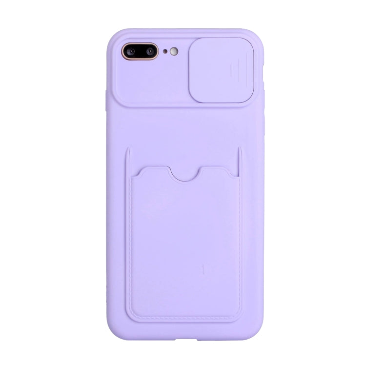 Sliding Camera Cover Design TPU Protective Case with Card Slot For iPhone 8 Plus / 7 Plus