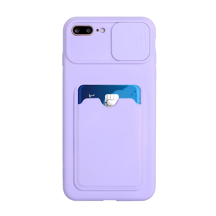 Sliding Camera Cover Design TPU Protective Case with Card Slot For iPhone 8 Plus / 7 Plus