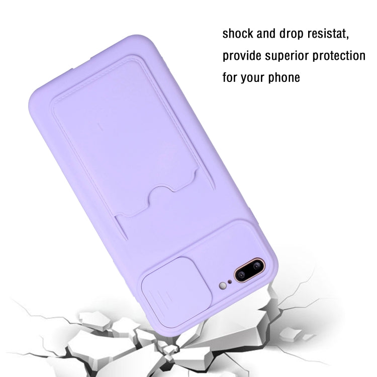 Sliding Camera Cover Design TPU Protective Case with Card Slot For iPhone 8 Plus / 7 Plus