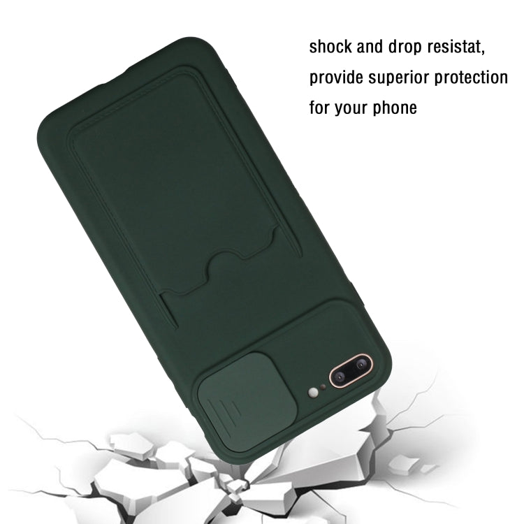 Sliding Camera Cover Design TPU Protective Case with Card Slot For iPhone 8 Plus / 7 Plus