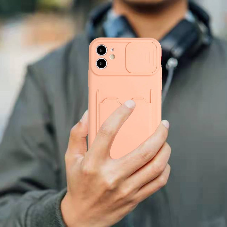 For iPhone 11 Sliding Camera Cover Design TPU Protective Case with Card Slot