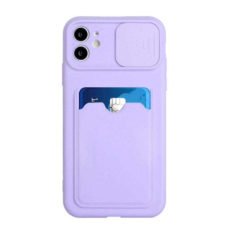 For iPhone 11 Sliding Camera Cover Design TPU Protective Case with Card Slot