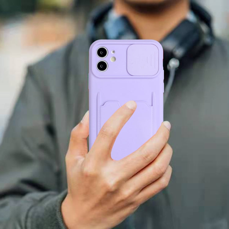 For iPhone 11 Sliding Camera Cover Design TPU Protective Case with Card Slot