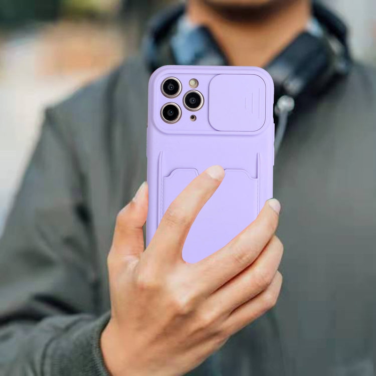 For iPhone 11 Pro Sliding Camera Cover Design TPU Protective Case with Card Slot